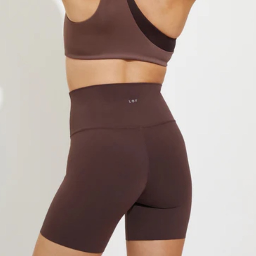 Left On Friday Women's High-Waist Athletic Bike Shorts in Chocolate Brown